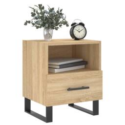 Berkfield Home Modern Bedside Cabinet Sonoma Oak 40x35x47.5 cm Engineered Wood in Light Brown - thumbnail 8