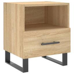 Berkfield Home Modern Bedside Cabinet Sonoma Oak 40x35x47.5 cm Engineered Wood in Light Brown - thumbnail 3