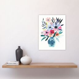 "Artery8 Pastel Colour Boho Spring Flower Bouquet in Vase Wall Art Print - Size: W24"" x H32""" - thumbnail 4