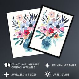 "Artery8 Pastel Colour Boho Spring Flower Bouquet in Vase Wall Art Print - Size: W24"" x H32""" - thumbnail 2