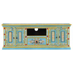 Berkfield Home TV Cabinet Blue 110x30x40 cm Solid Wood Mango - Size: 110 x 30 x 40 cm - thumbnail 3