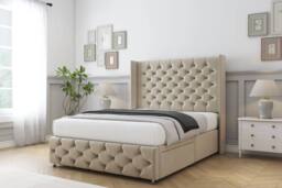 "Sloomy Luthor Coniston Divan Set 2 Drawers-54"" Wingback-Footboard in Cream - Size: King" - thumbnail 3