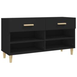 Berkfield Home Shoe Cabinet Black 102x35x55 cm Engineered Wood - Size: 102 x 35 x 55 cm - thumbnail 3