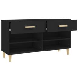 Berkfield Home Shoe Cabinet Black 102x35x55 cm Engineered Wood - Size: 102 x 35 x 55 cm - thumbnail 7