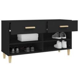 Berkfield Home Shoe Cabinet Black 102x35x55 cm Engineered Wood - Size: 102 x 35 x 55 cm - thumbnail 5