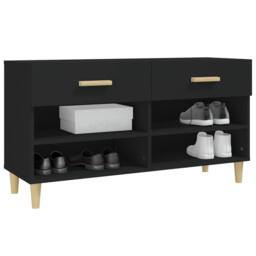 Berkfield Home Shoe Cabinet Black 102x35x55 cm Engineered Wood - Size: 102 x 35 x 55 cm - thumbnail 4