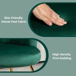 HOMCOM Accent Chair, Velvet Armchair with Lotus Backrest, Steel Legs, Green - thumbnail 6