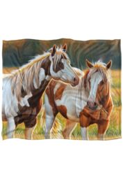 JQ Licensing Cf Painted Horses Silky Touch Super Soft Throw Blanket 152 X 127 cm in White