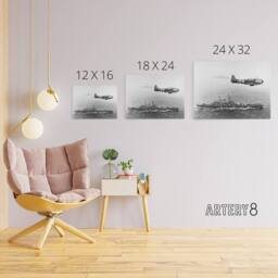 "Artery8 WWII US Navy USS Washington Bomber Canvas Wall Art Print in Grey - Size: W18"" x H24""" - thumbnail 4