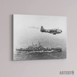 "Artery8 WWII US Navy USS Washington Bomber Canvas Wall Art Print in Grey - Size: W18"" x H24""" - thumbnail 2
