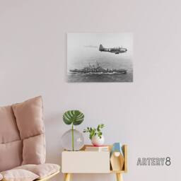 "Artery8 WWII US Navy USS Washington Bomber Canvas Wall Art Print in Grey - Size: W18"" x H24""" - thumbnail 3