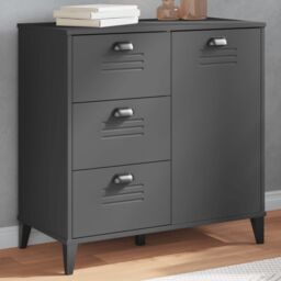 Berkfield Home Sideboard VIKEN Anthracite Grey 80x40x80 cm Engineered Wood in Black - Size: 80 x 40 x 80 cm