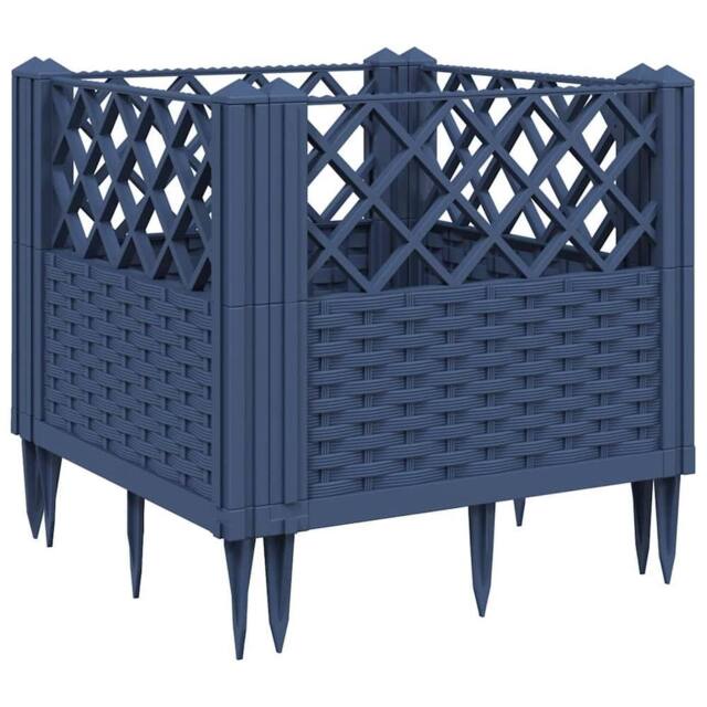 Berkfield Home Garden Planter with Pegs Blue Grey 43.5x43.5x43.5 cm PP in Dark Blue - image 1