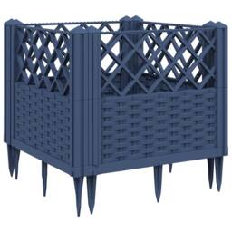 Berkfield Home Garden Planter with Pegs Blue Grey 43.5x43.5x43.5 cm PP in Dark Blue