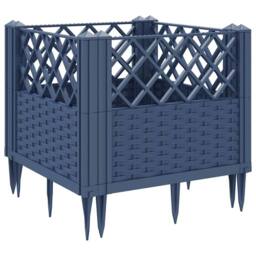 Berkfield Home Garden Planter with Pegs Blue Grey 43.5x43.5x43.5 cm PP in Dark Blue - thumbnail 6