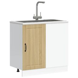 Berkfield Home Sink Base Cabinet Lucca Sonoma Oak Engineered Wood in Brown - thumbnail 1