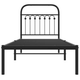 Berkfield Home Metal Bed Frame without Mattress with Headboard Black 75x190cm - Size: 75x190 cm - thumbnail 4