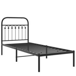 Berkfield Home Metal Bed Frame without Mattress with Headboard Black 75x190cm - Size: 75x190 cm - thumbnail 1