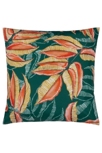 Wylder Tropics Ebon Wilds Akia Tropical Water & UV Resistant Outdoor Cushion in Teal - Size: 43 cm x 43 cm - image 1
