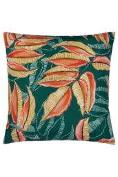 Wylder Tropics Ebon Wilds Akia Tropical Water & UV Resistant Outdoor Cushion in Teal - Size: 43 cm x 43 cm