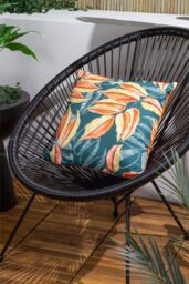 Wylder Tropics Ebon Wilds Akia Tropical Water & UV Resistant Outdoor Cushion in Teal - Size: 43 cm x 43 cm - thumbnail 4
