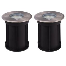 First Choice Lighting Set of 2 Lipa - Outdoor Recessed Ground Lights in Silver