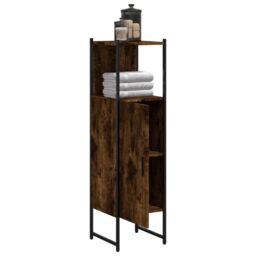 Berkfield Home Bathroom Cabinet Smoked Oak 33x33x120.5 cm Engineered Wood in Brown - thumbnail 4