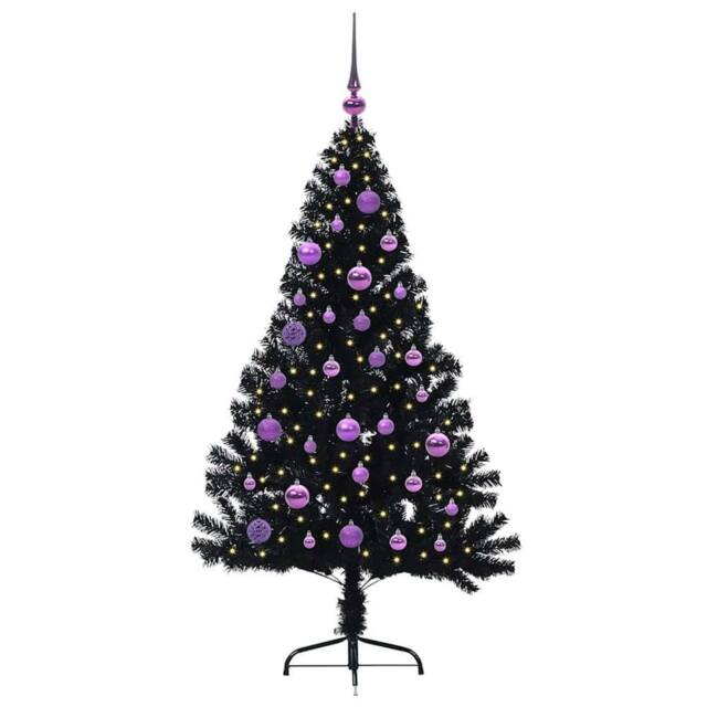 Berkfield Home Beautiful Artificial Pre-lit Christmas Tree Black 150 cm PVC - image 1