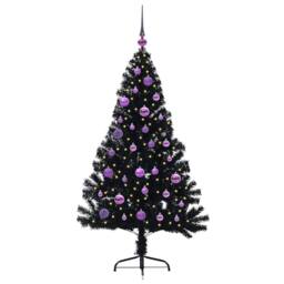 Berkfield Home Beautiful Artificial Pre-lit Christmas Tree Black 150 cm PVC