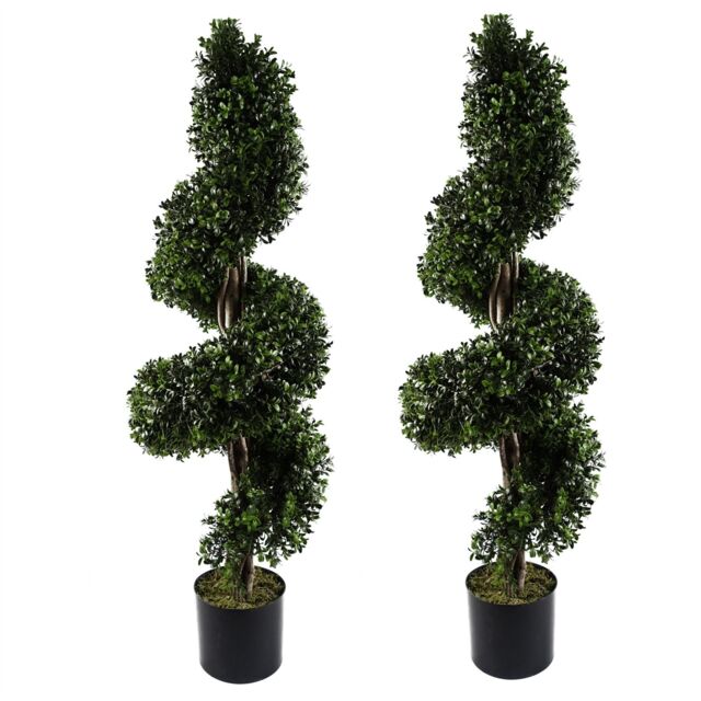 Leaf 120cm Spiral Buxus Artificial Tree UV Resistant Outdoor in Green - image 1