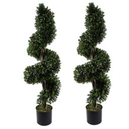 Leaf 120cm Spiral Buxus Artificial Tree UV Resistant Outdoor in Green - thumbnail 1