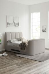 Time4sleep Copenhagen Shell Upholstered Ottoman TV - Bed Frame in Cream - Size: Super King - thumbnail 3