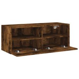 Berkfield Home TV Wall Cabinet Smoked Oak 80x30x30 cm Engineered Wood in Brown - Size: 80 x 30 x 30 cm - thumbnail 7