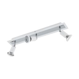 Loops Wall Ceiling 3 Spot Light Colour White Chrome Shade & Back Plate Bulb GU10 3x5W - thumbnail 1