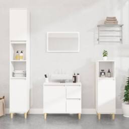 Berkfield Home Bathroom Cabinet White 30x30x190 cm Engineered Wood - Size: 30 x 30 x 190 cm - thumbnail 2