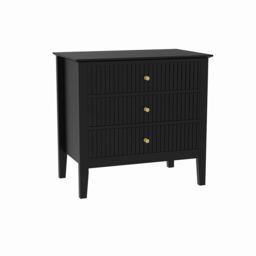 Melody Maison Pair Of Large 3 Drawer Bedside Tables - Hales Black Range - thumbnail 1