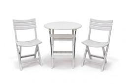 Alivio 3-Piece Folding Bistro Set with Round Table & 2 Chairs Compact Outdoor Garden Furniture in White - thumbnail 9