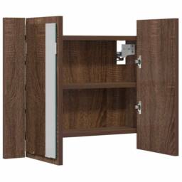 Berkfield Home LED Mirror Cabinet Brown Oak 60x12x45 cm Engineered Wood - Size: 60 x 12 x 45 cm - thumbnail 6