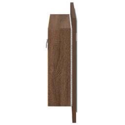 Berkfield Home LED Mirror Cabinet Brown Oak 60x12x45 cm Engineered Wood - Size: 60 x 12 x 45 cm - thumbnail 8