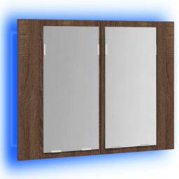 Berkfield Home LED Mirror Cabinet Brown Oak 60x12x45 cm Engineered Wood - Size: 60 x 12 x 45 cm - thumbnail 4