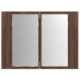 Berkfield Home LED Mirror Cabinet Brown Oak 60x12x45 cm Engineered Wood - Size: 60 x 12 x 45 cm - thumbnail 7