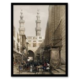 Artery8 Metwally Minarets & Grand Entrance Roberts Framed Wall Art Print in Brown - Size: A4 - thumbnail 1