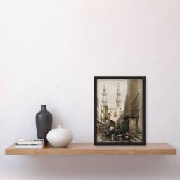 Artery8 Metwally Minarets & Grand Entrance Roberts Framed Wall Art Print in Brown - Size: A4 - thumbnail 4