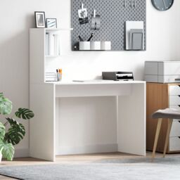 Berkfield Home White Writing Desk White MDF Compact Decorative Inlays - thumbnail 1