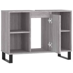 Berkfield Home Bathroom Cabinet Grey Sonoma 80x33x60 cm Engineered Wood - Size: 80 x 33 x 60 cm - thumbnail 5