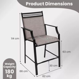 Costway Outdoor Patio Chair Set of 2 Home Patio Counter Height Chairs w/Footrest in Brown - thumbnail 2