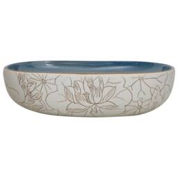Berkfield Home Durable Countertop Basin Sand & Blue Oval 59x40x14 cm Ceramic - Size: 59 x 40 x 14 cm