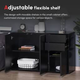 Wyld Haus Lino High Gloss Black Sideboard 2 Drawers 3 Doors Push Click Opening - thumbnail 5