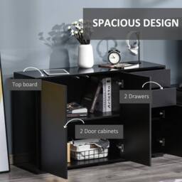 Wyld Haus Lino High Gloss Black Sideboard 2 Drawers 3 Doors Push Click Opening - thumbnail 7