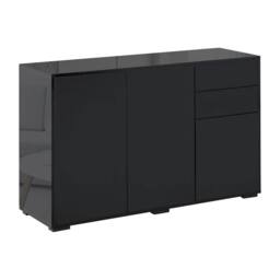 Wyld Haus Lino High Gloss Black Sideboard 2 Drawers 3 Doors Push Click Opening - thumbnail 2